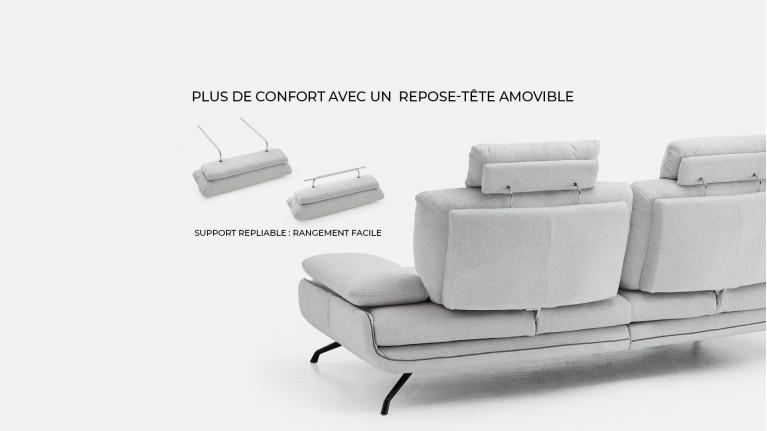 Canapé d'angle PACHA — Dossier avance-recule et accoudoirs ajustables