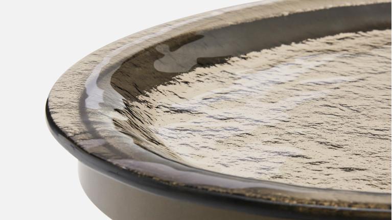 Bout de canapé AURORA verre fusion et fer bronze