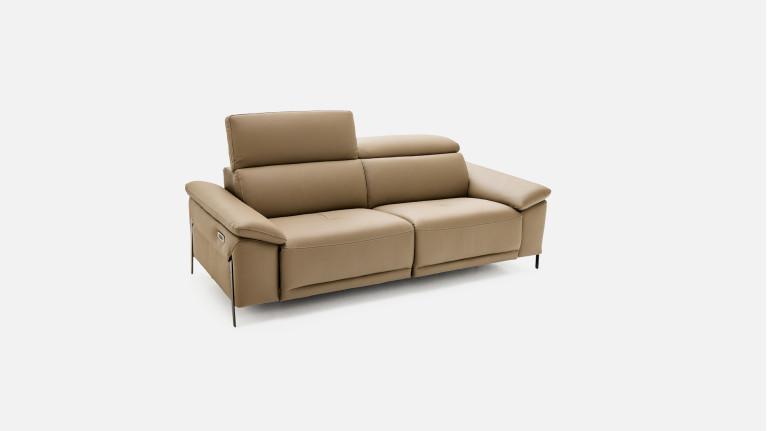 Canapé relaxation électrique 3 places PHOENIX, cuir et tissu