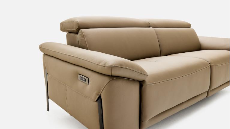 Canapé relaxation électrique 3 places PHOENIX, cuir et tissu