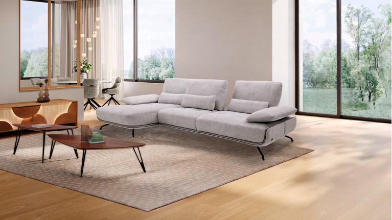 Canapé d'angle PACHA — Dossier avance-recule et accoudoirs ajustables