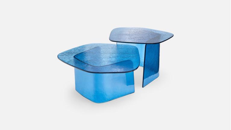 Table basse ISOLA en verre fusion | Table basse sculpturale