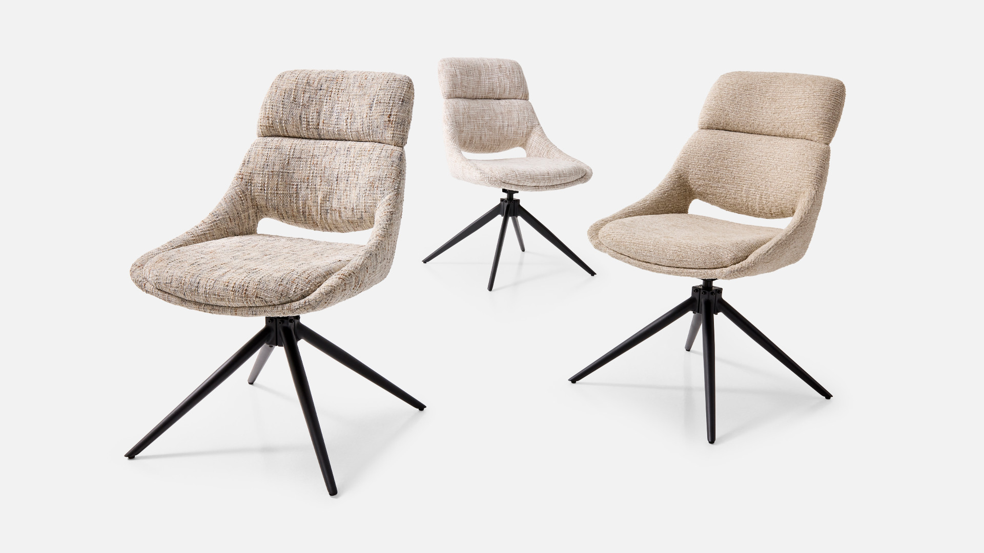 Chaise pivotante 360° CHAPI tissu bouclé – Piétement acier