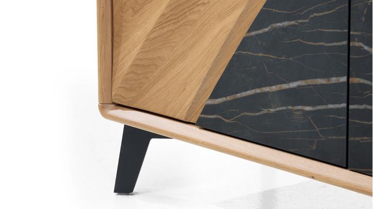 Meuble haut 4 portes CANYON — Céramique marbrée et chaleur du chêne