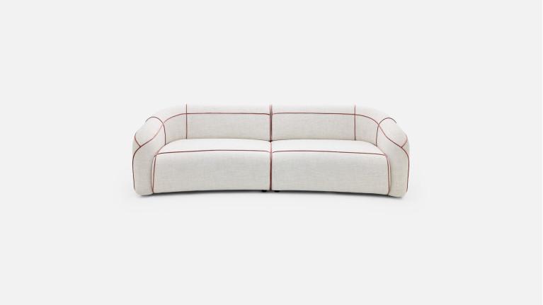 Canapé 3 places MOON – Esprit couture en tissu, passepoil au choix