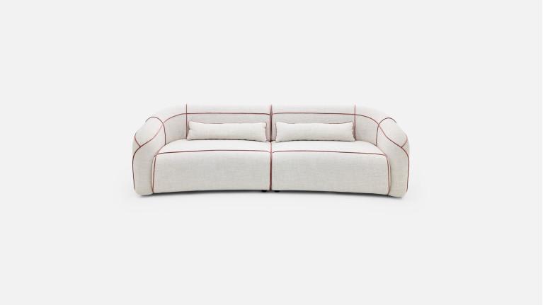 Canapé 3 places MOON – Esprit couture en tissu, passepoil au choix