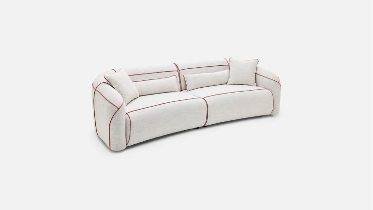 Canapé 3 places MOON – Esprit couture en tissu, passepoil au choix