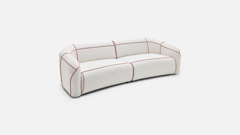 Canapé 3 places MOON – Esprit couture en tissu, passepoil au choix