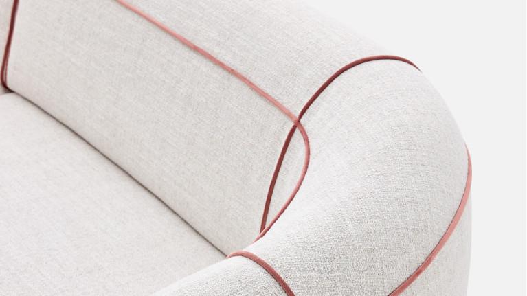 Canapé 3 places MOON – Esprit couture en tissu, passepoil au choix