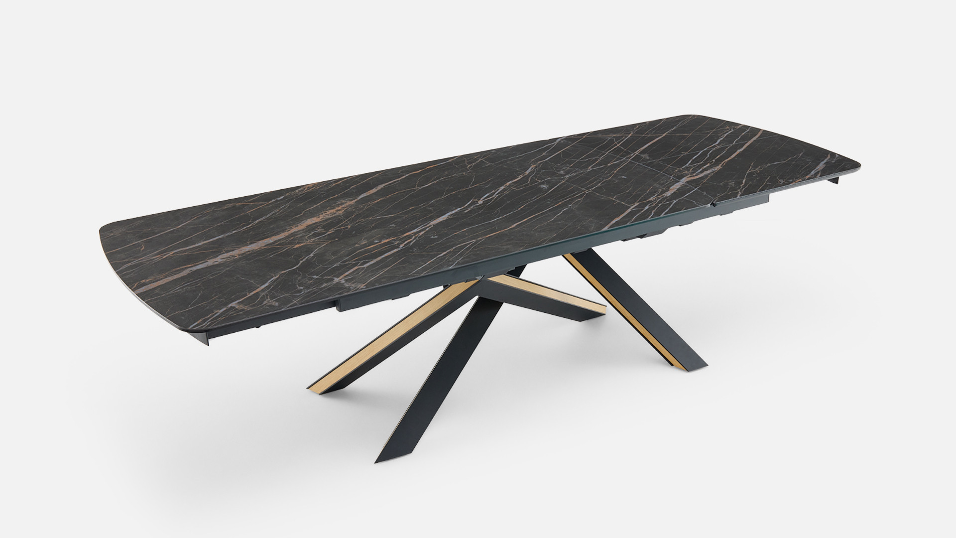 Table extensible ONTARIO, plateau céramique et piètement étoile