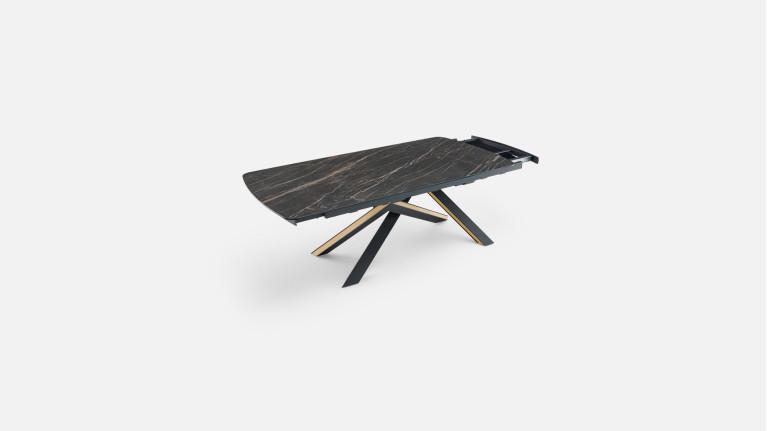 Table extensible ONTARIO, plateau céramique et piètement étoile