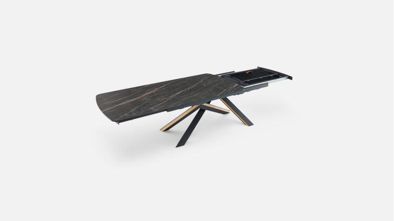Table extensible ONTARIO, plateau céramique et piètement étoile