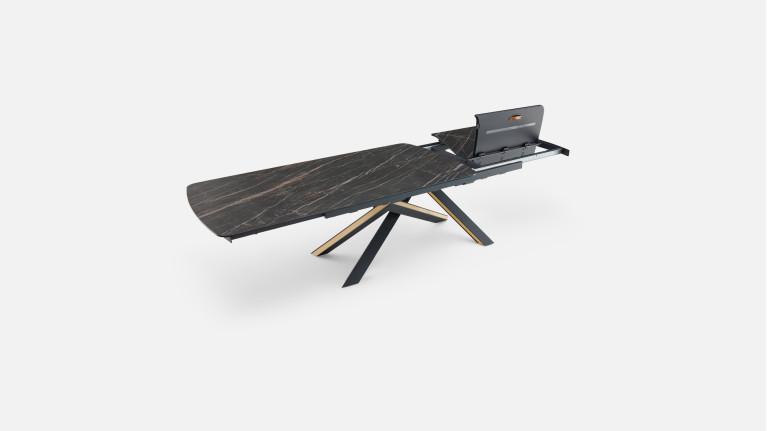Table extensible ONTARIO, plateau céramique et piètement étoile
