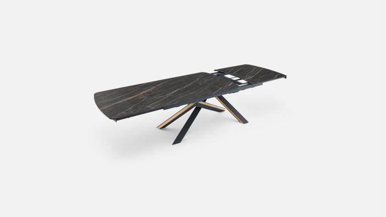 Table extensible ONTARIO, plateau céramique et piètement étoile