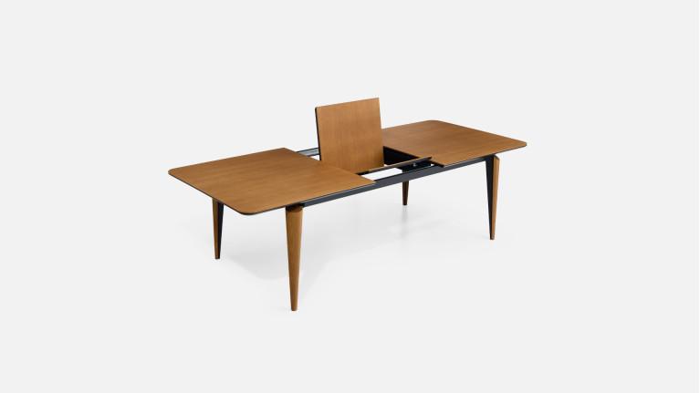 Table extensible COSMOS noyer | Allonge centrale et piètement frêne