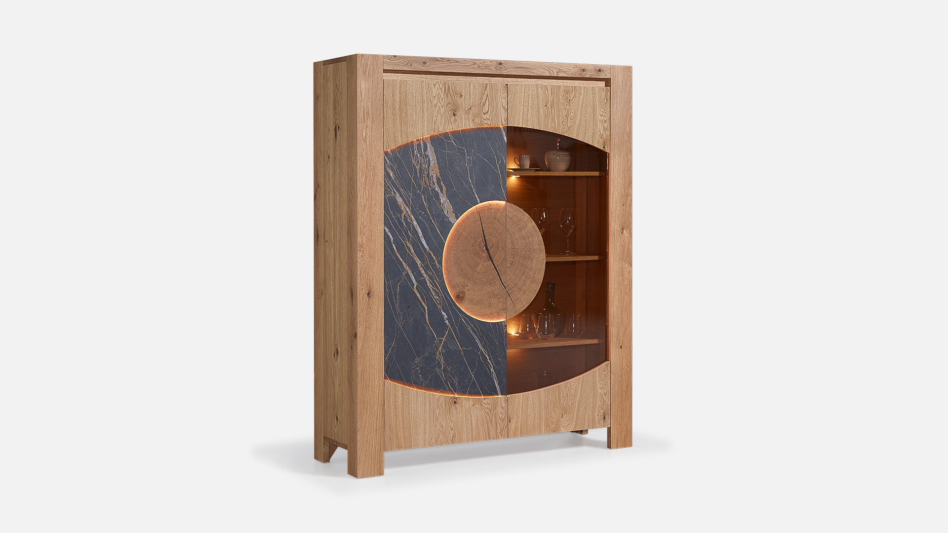 Vitrine VOGE bois et céramique avec porte vitrée