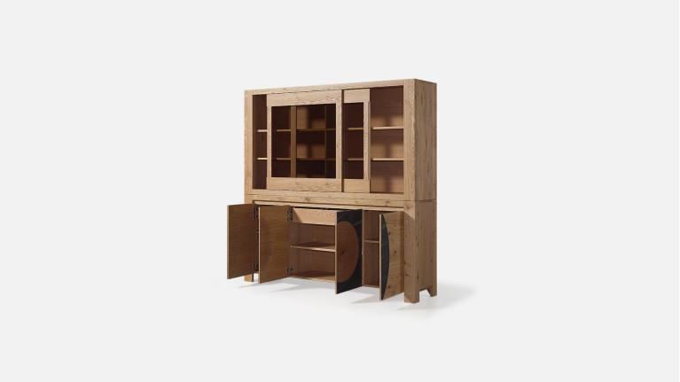 Buffet vaisselier VOGE bois et céramique avec vitrine