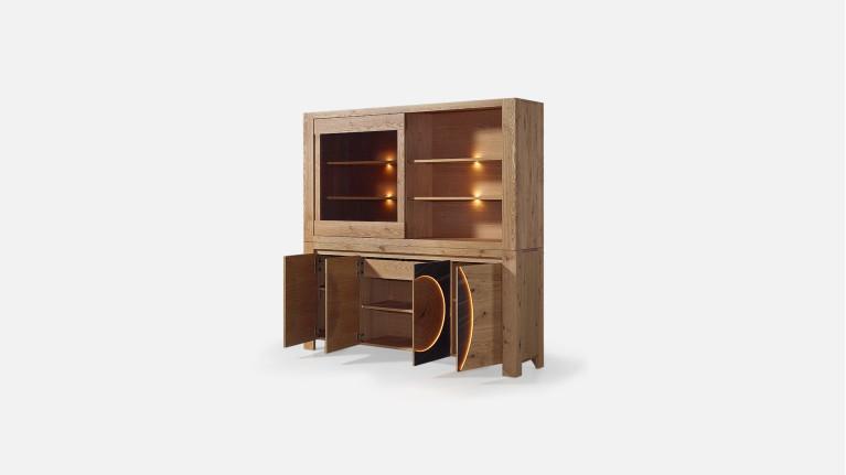 Buffet vaisselier VOGE bois et céramique avec vitrine