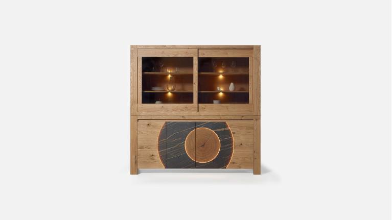 Buffet vaisselier VOGE bois et céramique avec vitrine