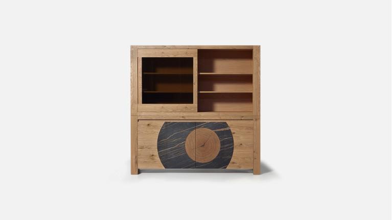 Buffet vaisselier VOGE bois et céramique avec vitrine