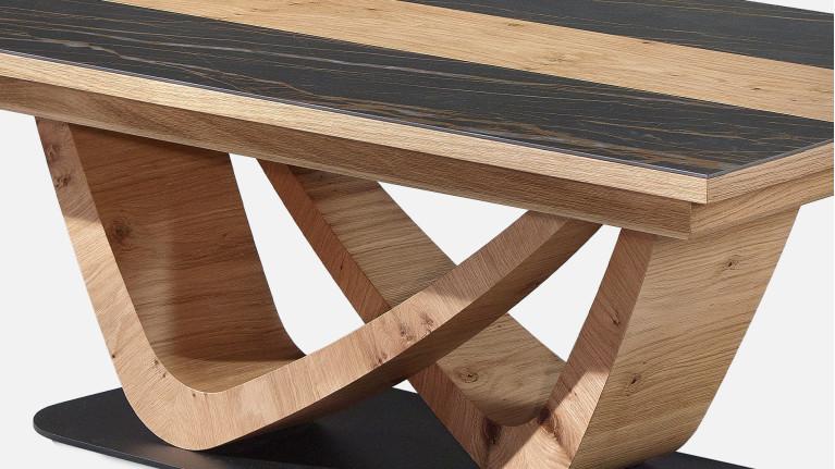 Table basse VOGE bois et céramique avec piètement design
