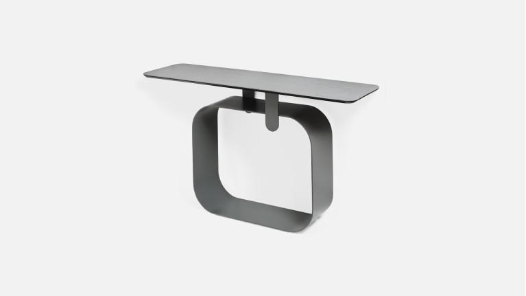 Console QUADRA structure métal et plateau céramique graphite