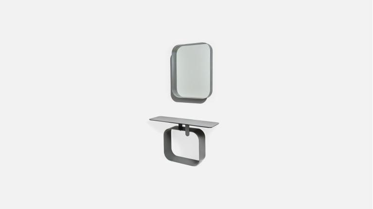 Console QUADRA structure métal et plateau céramique graphite