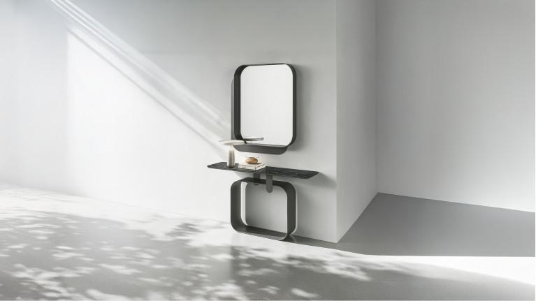 Miroir QUADRA verre et cadre en fer laqué