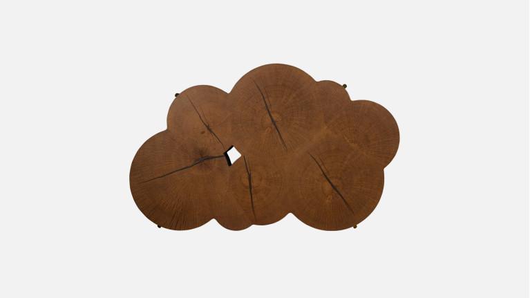 Table basse ROSACE I Douce alliance placage chêne naturel et laque