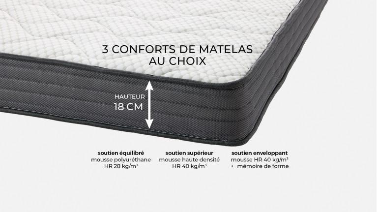 Canapé convertible FOX – Tissu, 4 tailles, matelas 18 cm