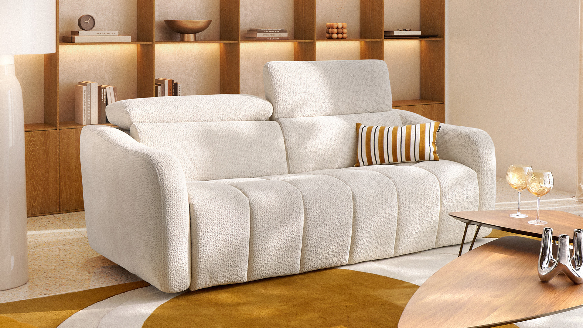 Canapé convertible GLORIA tissu confortable et couchage quotidien
