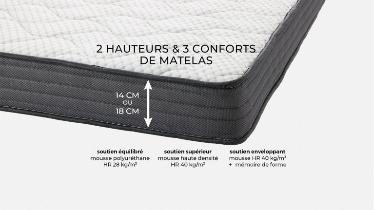 Canapé d'angle convertible STRIKE tissu – Chaise longue et matelas HR
