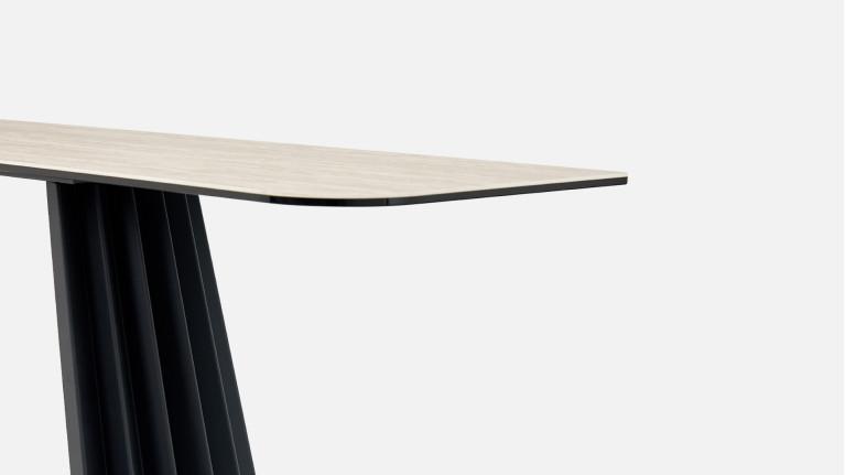 Console EVENTAIL plateau céramique et piètement fer laqué noir