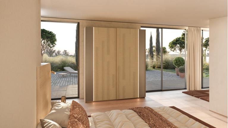 Armoire 2 portes coulissantes MAJESTIC – Miroir, éclairage LED