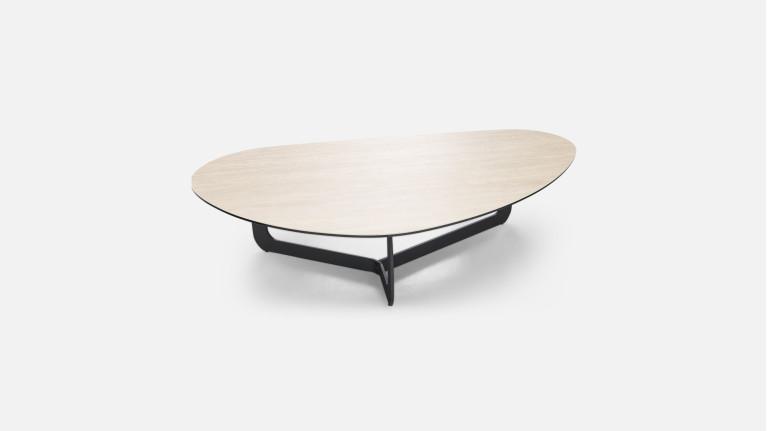 Table basse SOHO - Plateau céramique et piètement fer laqué noir