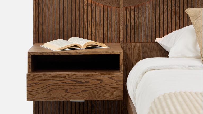 Lit NEO EQUINOXE – Tête de lit rondins, chevets attenants, LED option