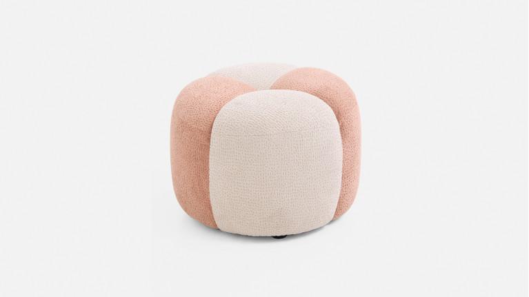 Pouf rond GLORIA, en tissu bouclette