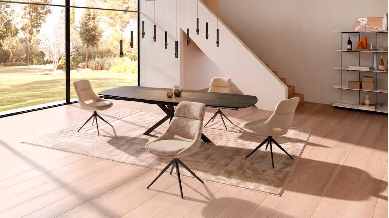 Chaise pivotante 360° CHAPI tissu bouclé – Piétement acier