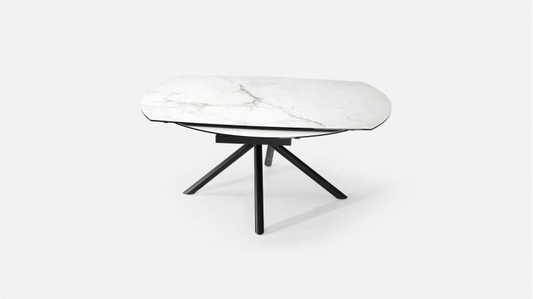 Table extensible STAR, plateau rond céramique, piétement fer