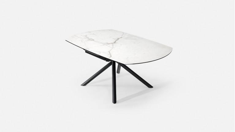 Table extensible STAR, plateau rond céramique, piétement fer