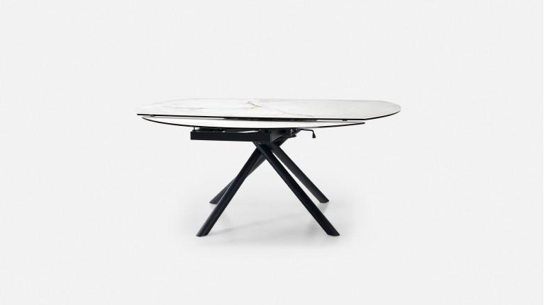 Table extensible STAR, plateau rond céramique, piétement fer