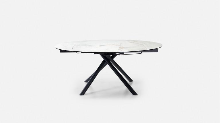 Table extensible STAR, plateau rond céramique, piétement fer