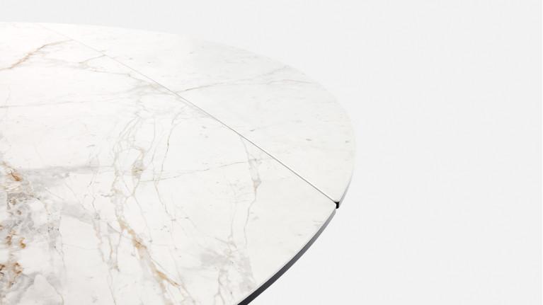 Table extensible STAR, plateau rond céramique, piétement fer