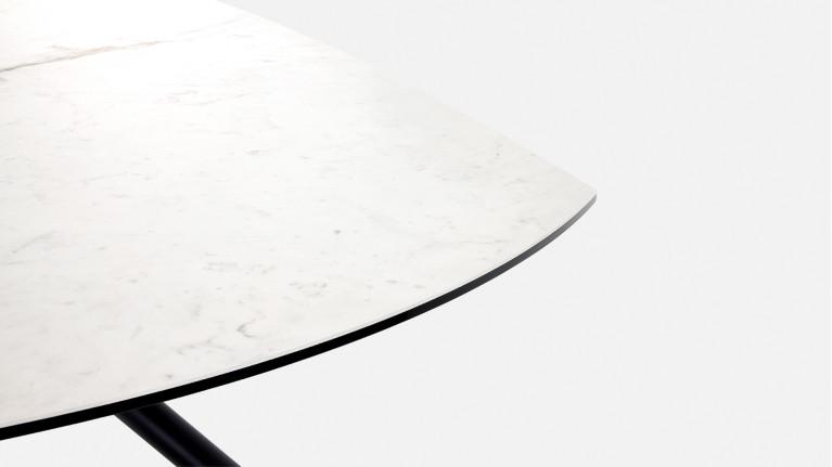 Table extensible STAR, plateau rond céramique, piétement fer