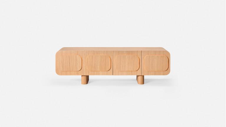 Meuble TV MINERA bois et placage eucalyptus 3 portes