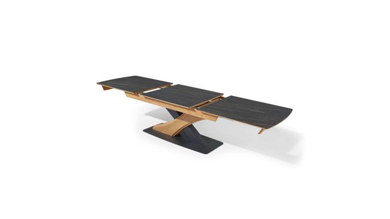 Table extensible CANYON Plateau céramique marbrée et chaleur du chêne