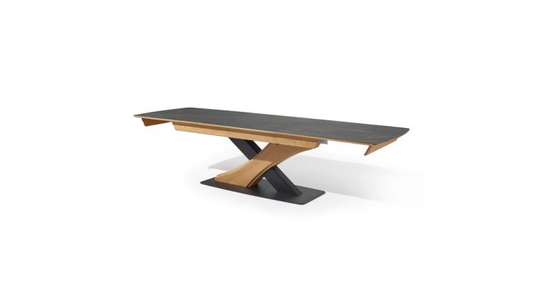 Table extensible CANYON Plateau céramique marbrée et chaleur du chêne