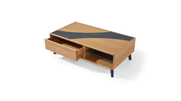 Table basse CANYON — Céramique marbrée et chaleur du chêne