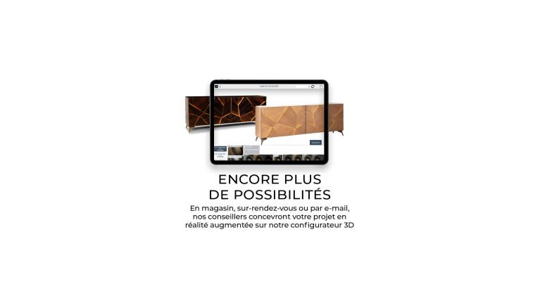 Meuble TV 3 portes CANYON | Bois et céramique marbrée