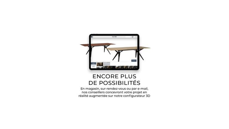 Table extensible CANYON Plateau céramique marbrée et chaleur du chêne